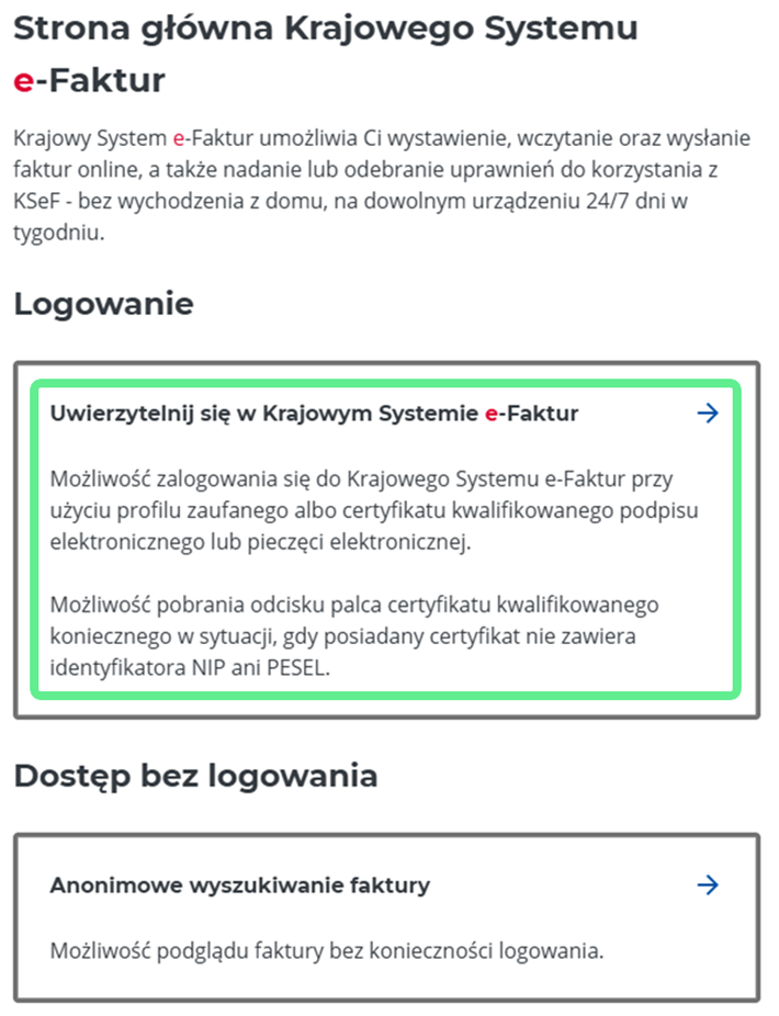 KSeF - Strona główna